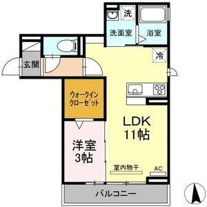 シュヴァル(1LDK/3階)の間取り写真