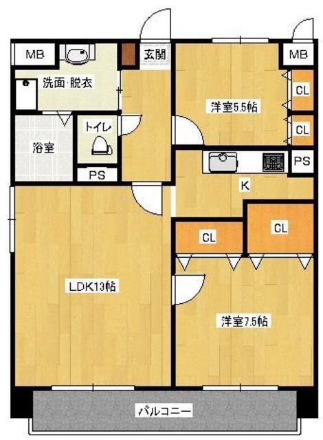 アンジェロハウス(2LDK/3階)の間取り写真