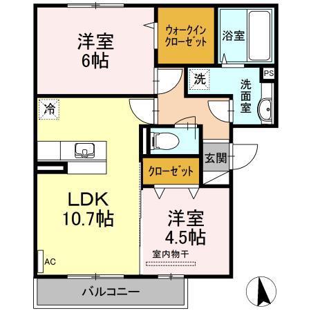 グラース千田(2LDK/3階)の間取り写真