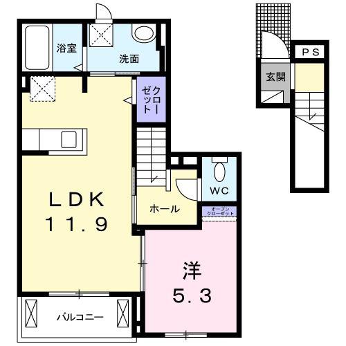 サンリット(1LDK/2階)の間取り写真