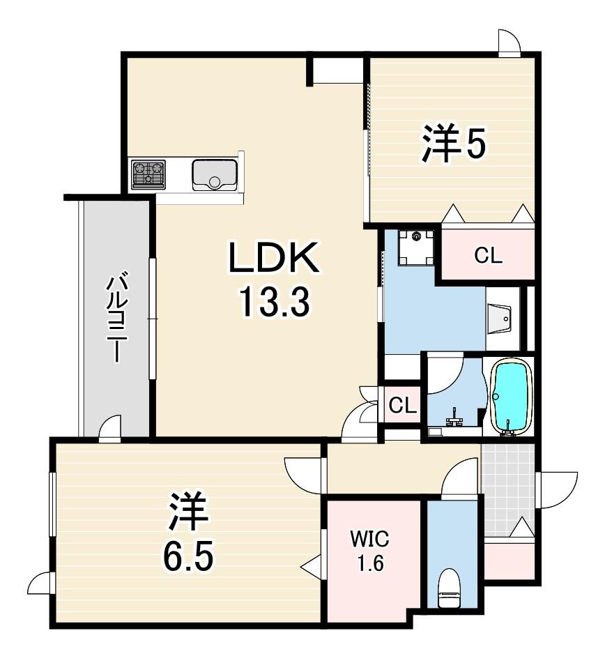 ベル アントレ 西宮(2LDK/4階)の間取り写真