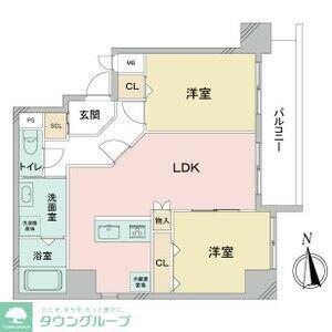 プライムコート(2LDK/8階)の間取り写真