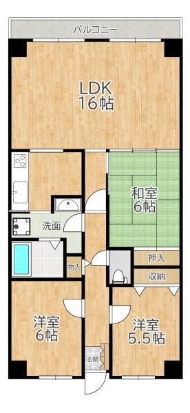 PHOENIX COURT 交野I(3LDK/3階)の間取り写真