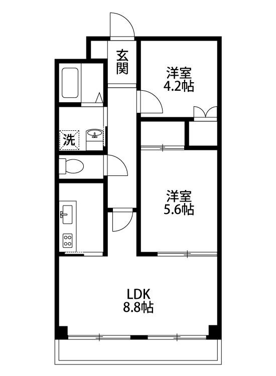 ピュアときめき一番館(2LDK/1階)の間取り写真