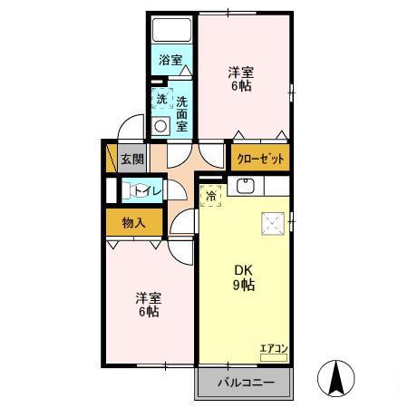 コージーコート細田(2DK/1階)の間取り写真