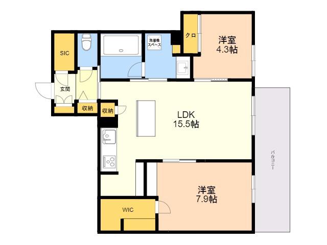 GRAND BLEU DE SASAOKA(2LDK/2階)の間取り写真