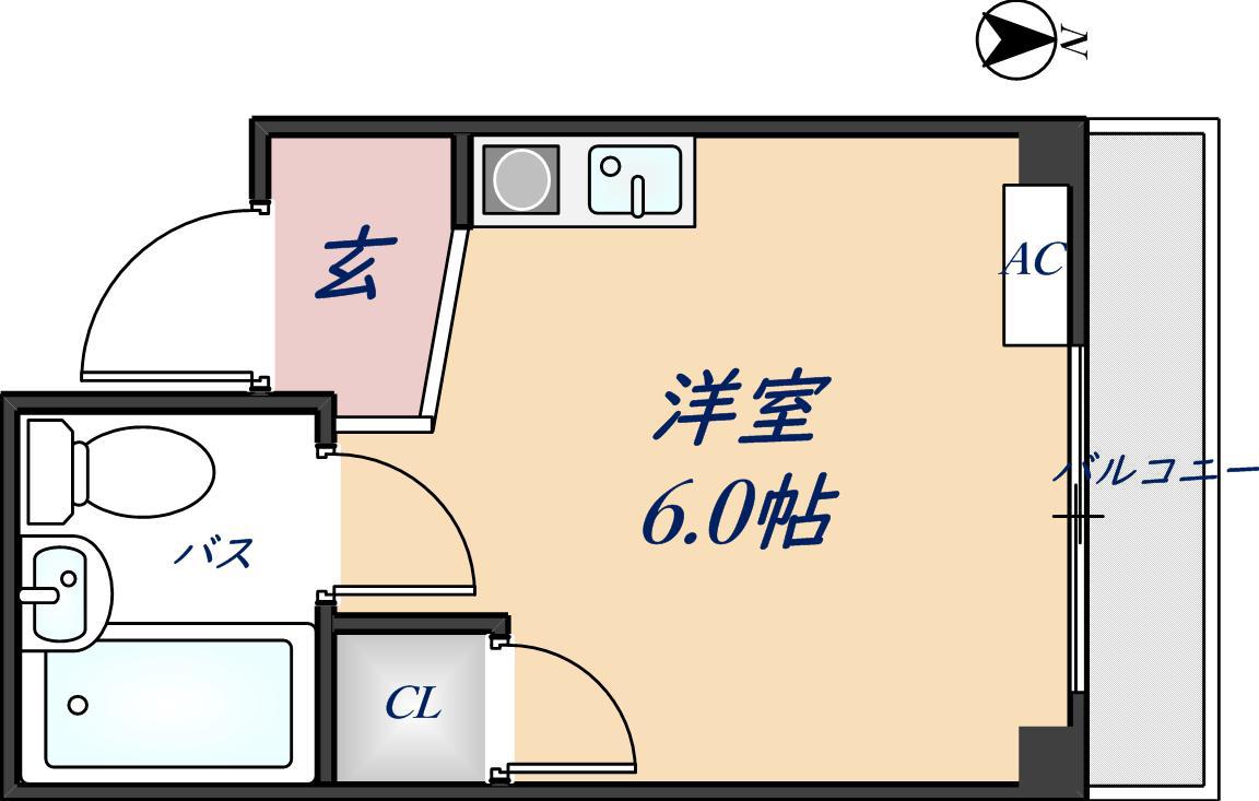 アミティ東大阪パートIII(ワンルーム/2階)の間取り写真