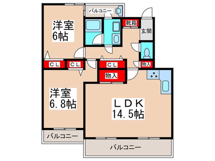 フェアリークリスタル市川(2LDK/2階)の間取り写真