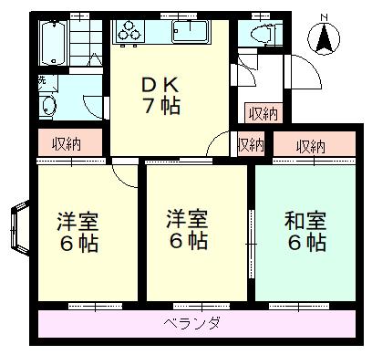 メゾンヴェール杉山(3DK/1階)の間取り写真