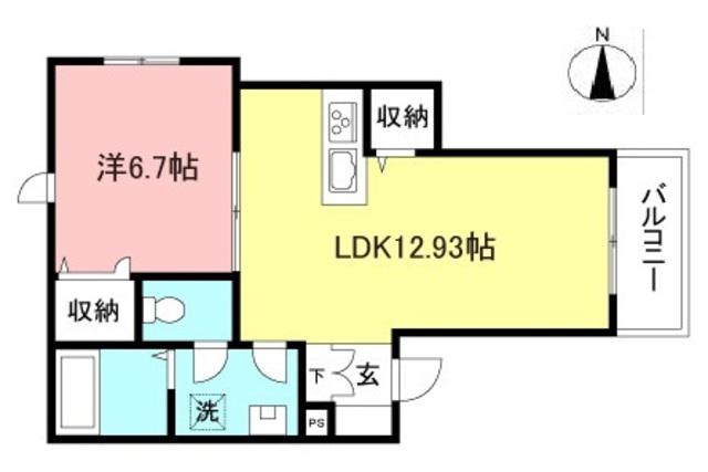 ポルトボヌール中野島(1LDK/3階)の間取り写真