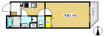 C`SLINQS FUJIMIDAI(1K/3階)の間取り写真