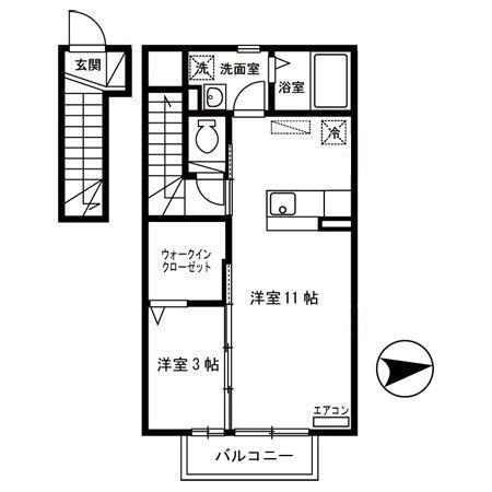 アルカディア(1LDK/2階)の間取り写真