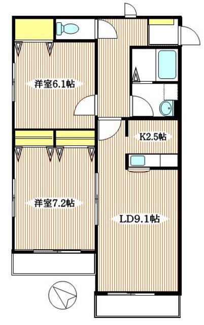 パピルス2003(2LDK/1階)の間取り写真