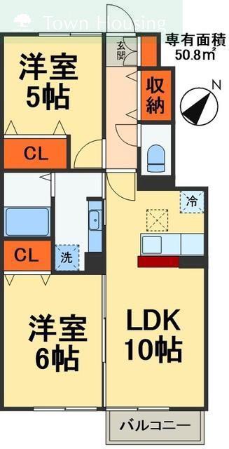 サンボナール(2LDK/1階)の間取り写真