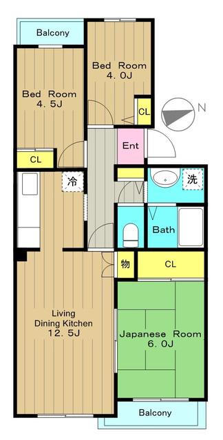 コーポレート南大沢(3LDK/5階)の間取り写真