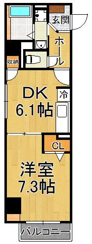 トレスオハス 稲葉荘(1DK/2階)の間取り写真