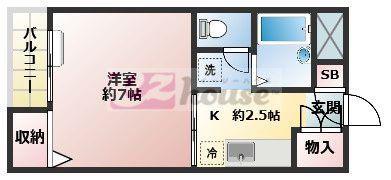 ビオス哲学堂(1K/2階)の間取り写真