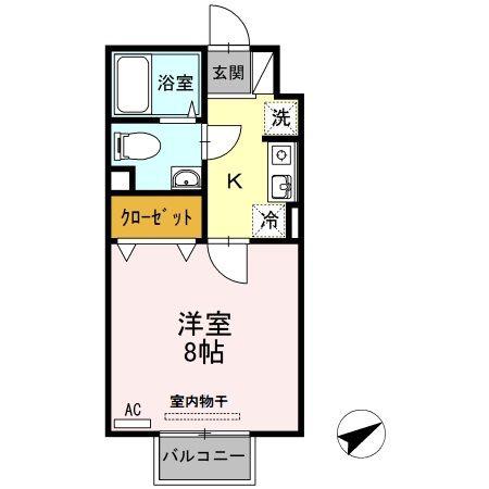 フォルトゥーナ(1K/2階)の間取り写真