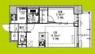 S-RESIDENCE阿波座CHIARO(1LDK/8階)の間取り写真