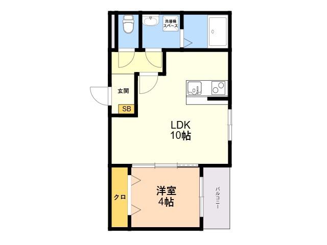 メゾンクレール大野城(1LDK/2階)の間取り写真