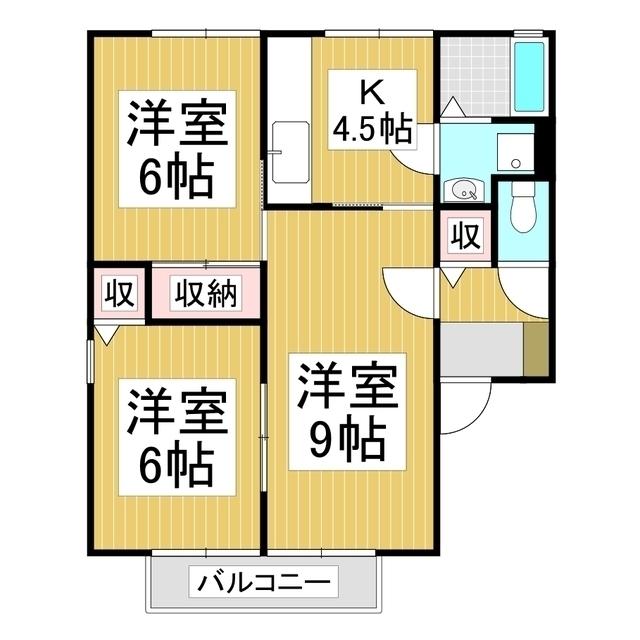 ボンビラス・HOSONO B(3K/1階)の間取り写真