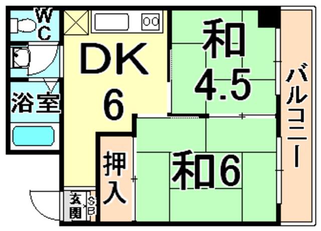 エメラルド立花PARTII(2DK/2階)の間取り写真