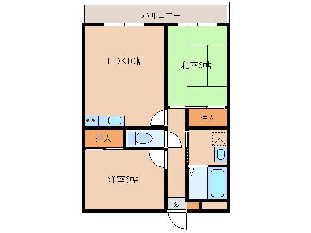 平和台マンションII(2LDK/1階)の間取り写真