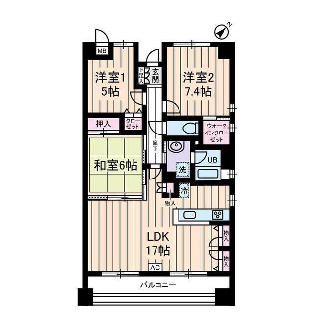 グランデュール千鳥(3LDK/7階)の間取り写真
