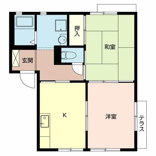 ツゥーエス新金岡(2K/1階)の間取り写真