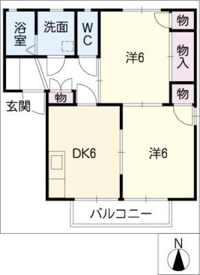 クレールA棟(2DK/1階)の間取り写真