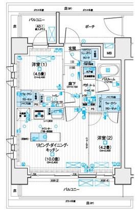 デュオステージ海老名II(2LDK/10階)の間取り写真