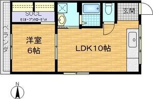 昌栄ハイツ(1LDK/2階)の間取り写真