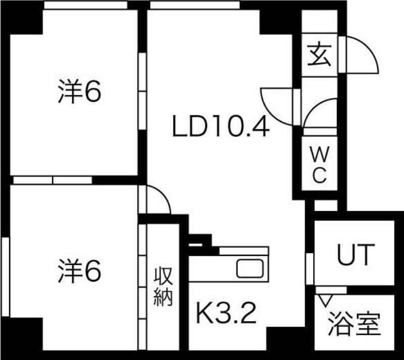 ミニヨン(2LDK/1階)の間取り写真
