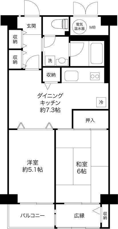 ネオコーポ高円寺(2DK/5階)の間取り写真