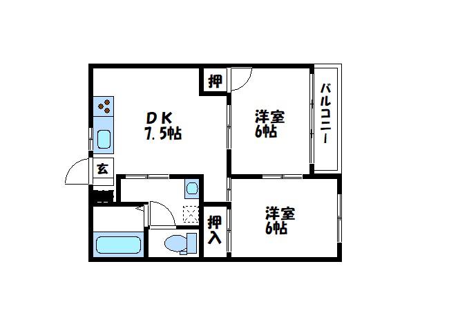 ハイエストコーポ(2DK/3階)の間取り写真