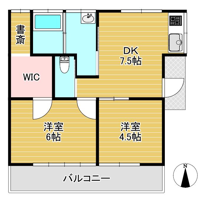 堤アパート(2DK/2階)の間取り写真