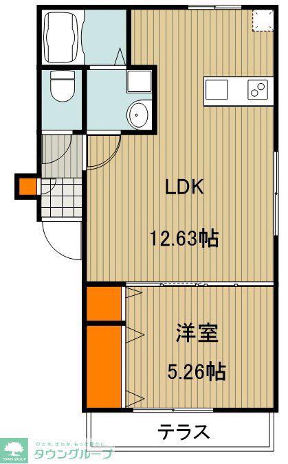 川越市砂新田(1LDK/1階)の間取り写真