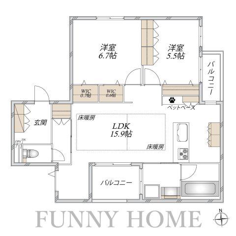若林4丁目メゾン(2LDK/2階)の間取り写真