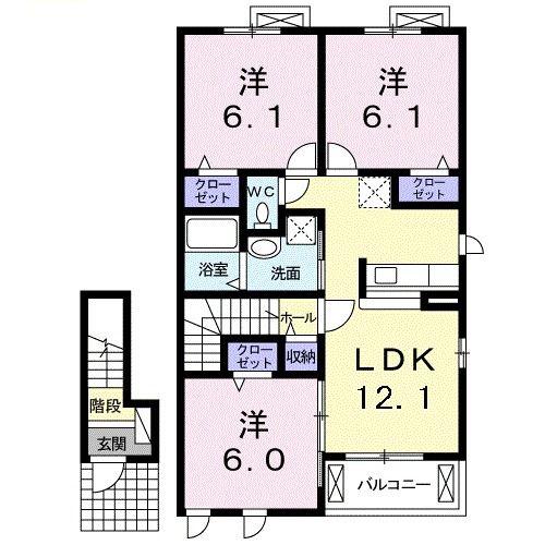 ドルチェビ-タ I(3LDK/2階)の間取り写真