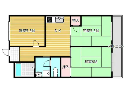 グランドシャトー加美(3DK/2階)の間取り写真