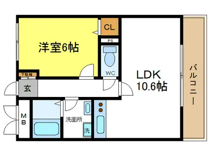 フェニックスロべニュー(1LDK/2階)の間取り写真