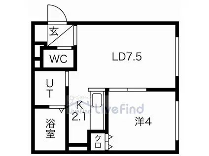 地下鉄東豊線 美園駅 徒歩10分 4階建 築8年(1LDK/2階)の間取り写真