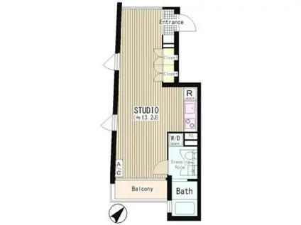 ATKレジデンス西小山(ワンルーム/3階)の間取り写真