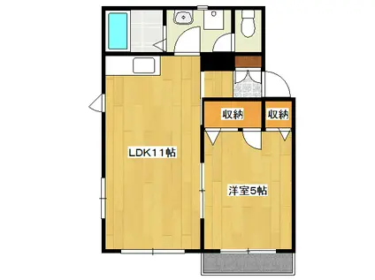 ラ・パルテール竜操(1LDK/1階)の間取り写真