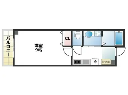 GRADITO桃谷(1K/4階)の間取り写真