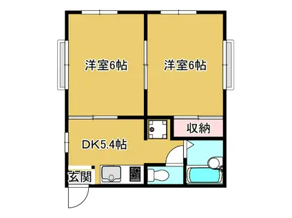 グリーンハイム(2DK/2階)の間取り写真