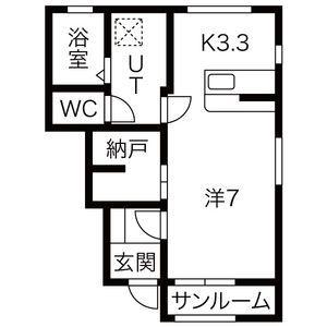 BACCHUS(1SK/1階)の間取り写真