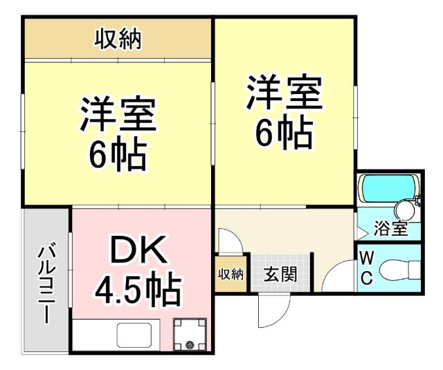 ヴィラナリー門司4棟(2DK/4階)の間取り写真