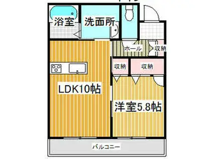 プロスぺラール I(1LDK/1階)の間取り写真