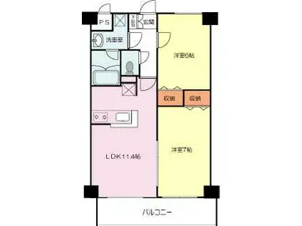 マルイマンション(2LDK/3階)の間取り写真